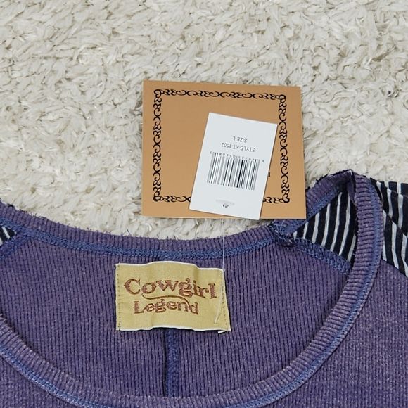 Cowgirl Legend Knit Tshirt Womens Large Purple Aztec Embellished Western Top - Picture 4 of 11